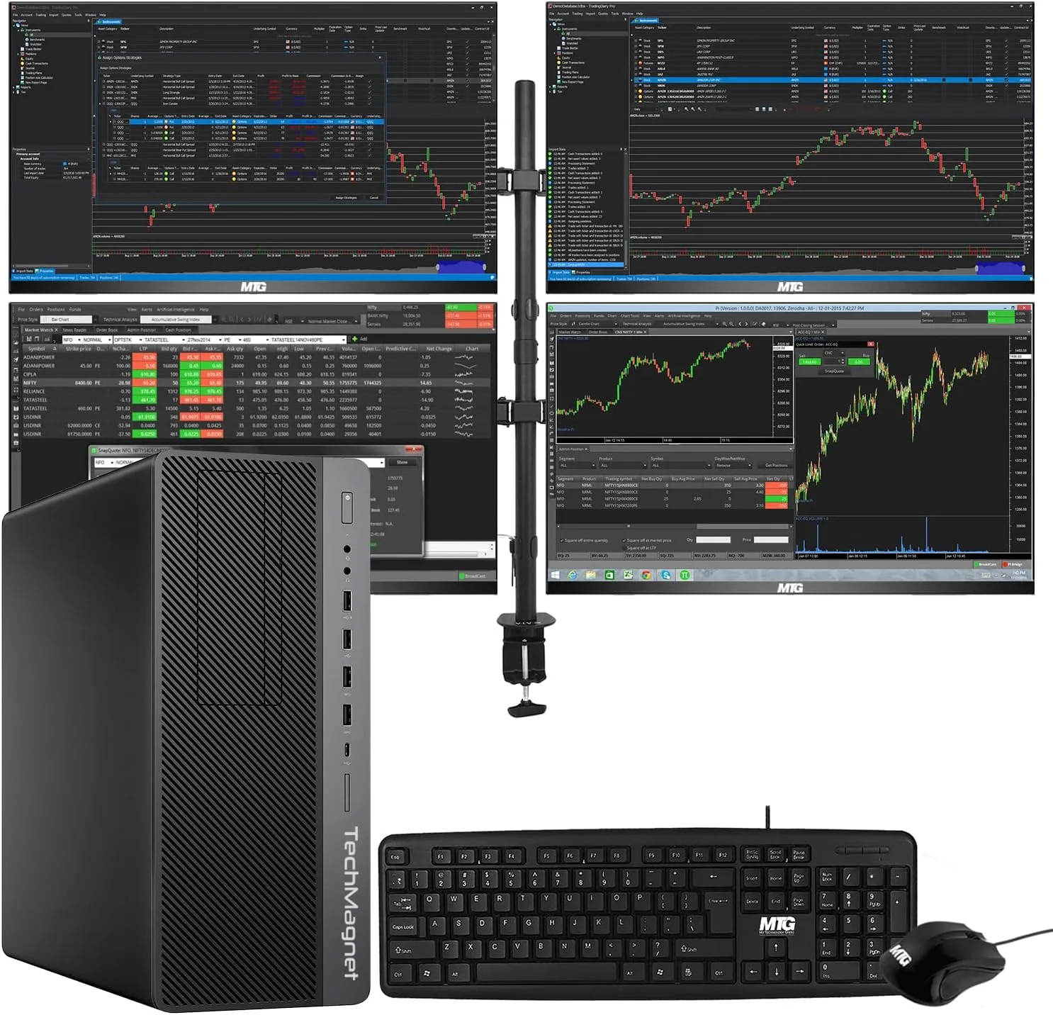 TechMagnet Trading Desktop PC + 4 monitores 24" (Reacondicionado)